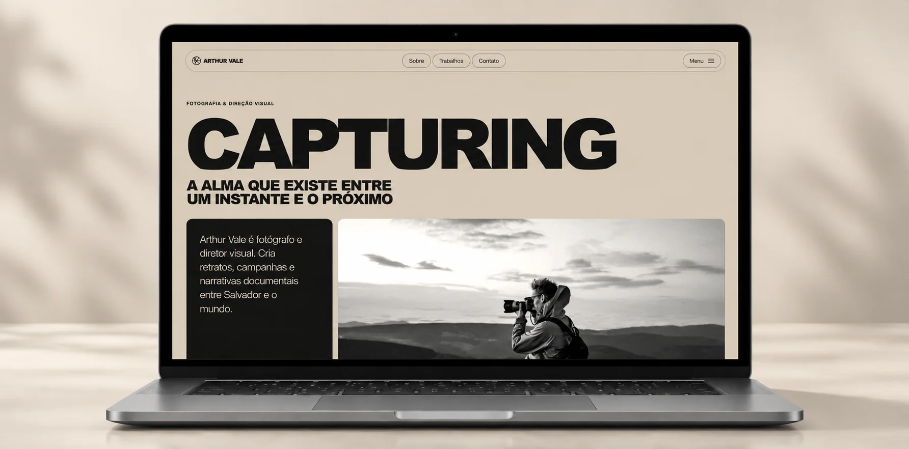 Prévia do website Arthur Vale