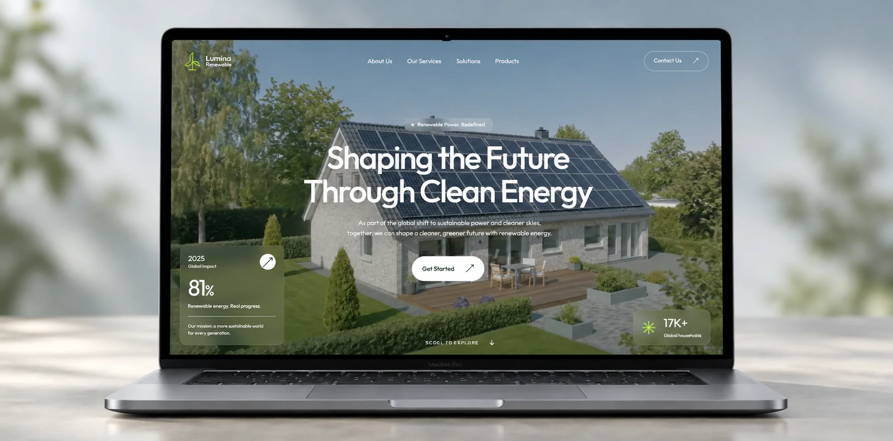 Prévia do website Lumina Renewable